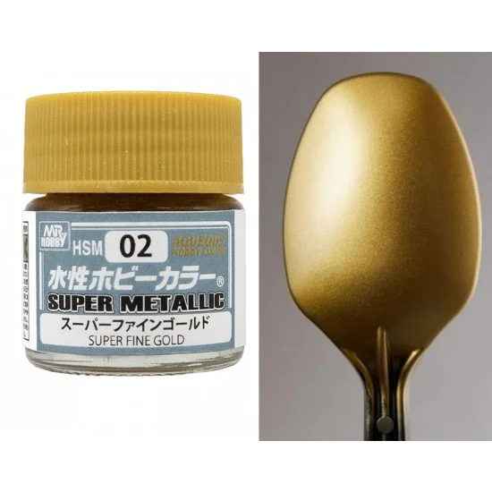 GSI Creos HSM02 Water-based Acrylic Paint - Aqueous Super Metal Sup Fine Gold (10ml/0.3 fl oz)