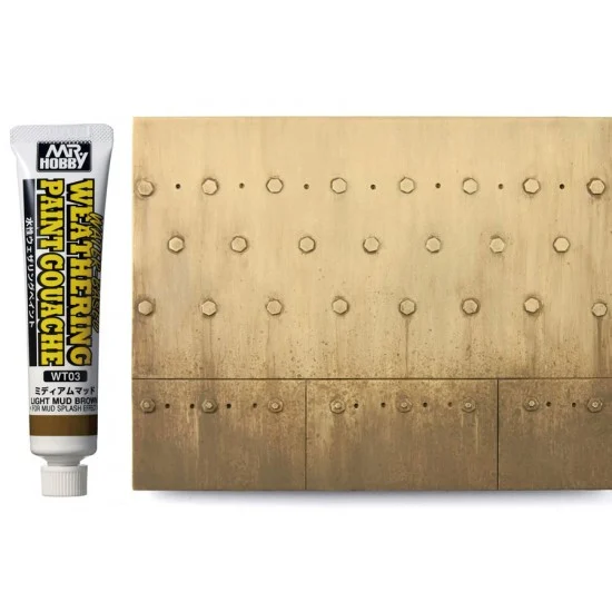GSI Creos WT03 Water-Based Weathering Paint Gouache - Light Mud Brown for Mud Splash Effect (20ml)