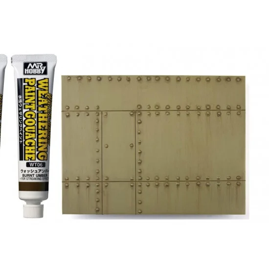GSI Creos WT06 Water-Based Weathering Paint Gouache - Burnt Umber for Streaking Effect (20ml)