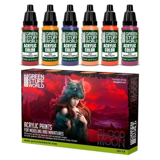 Green Stuff World 10118 Acrylic Paint Set - Blood Moon (6x 17ml)