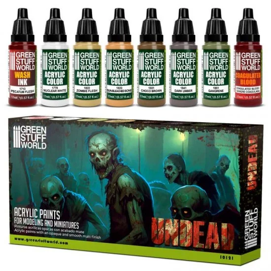Green Stuff World 10121 Acrylic Paint Set - Undead (8x 17ml)