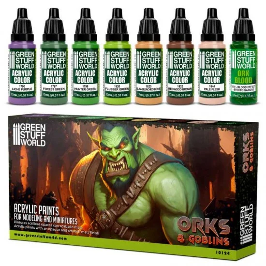 Green Stuff World 10124 Acrylic Paint Set - Orcs and Goblins (8x 17ml)