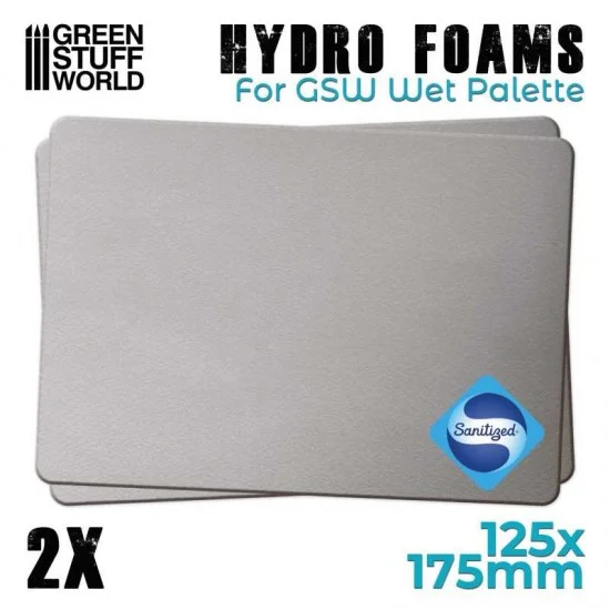 Green Stuff World 10184 Hydro Foams x2 for GSW Hobby Wet Palette (Size: 125x175mm) - Hobby & Model Paints