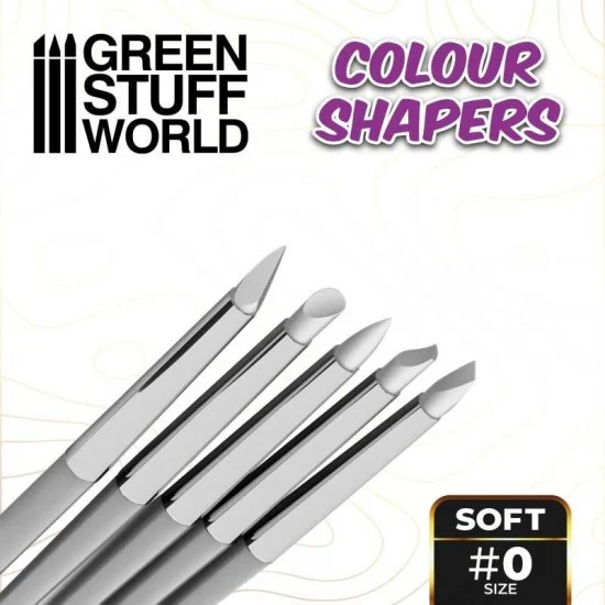 Green Stuff World 1025 Colour Shapers Brushes SIZE 0 - WHITE SOFT (5 brushes with 3mm different tips)