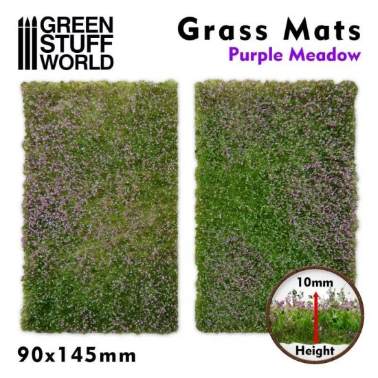 Green Stuff World 10342 Grass Mat Cutouts - Purple Meadow (Height: 10mm, 2 mats, each produce 200 small tufts)