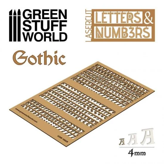 Green Stuff World 10629 Letters and Numbers 4 mm GOTHIC - Scenics & Diorama