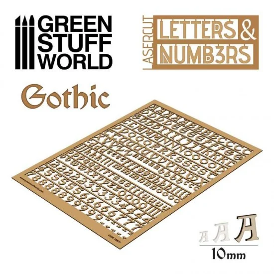 Green Stuff World 10631 Letters and Numbers 10 mm GOTHIC - Scenics & Diorama
