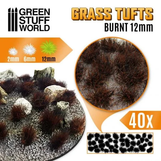 Green Stuff World 10667 Grass Tufts - 12mm Self-Adhesive - Burnt (40 Tufts)