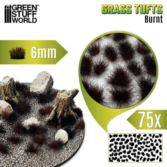 Green Stuff World 10675 Burnt Grass Tufts XXL (Fiber Size: 6mm high, 75pcs) - Scenics & Diorama