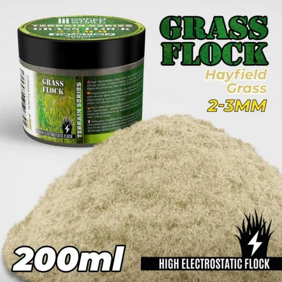 Green Stuff World 11139 Grass Flock - Hayfield Grass 2-3mm (200ml high electrostatic flock)