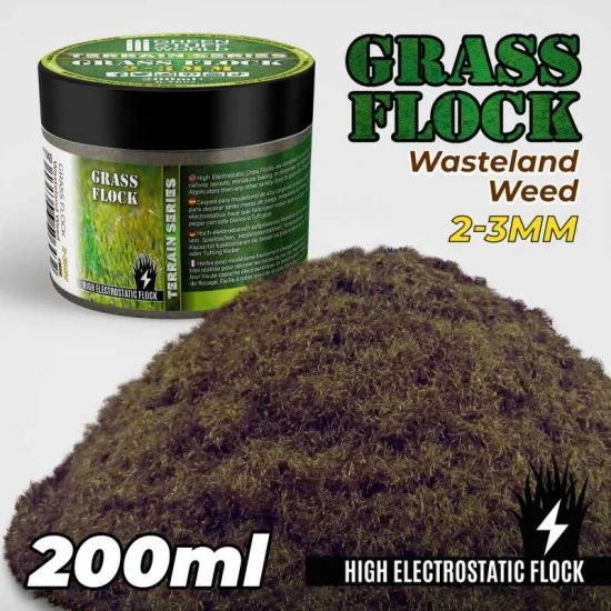 Green Stuff World 11143 Grass Flock - Wasteland Weed 2-3mm (200ml high electrostatic flock)