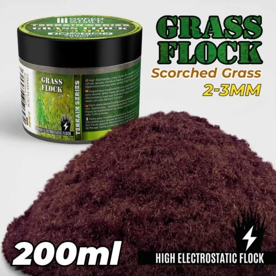Green Stuff World 11147 Grass Flock - Scorched Brown 2-3mm (200ml high electrostatic flock)