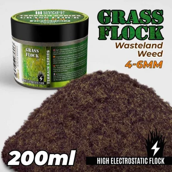 Green Stuff World 11156 Grass Flock - Wasteland Weed 4-6mm (200ml high electrostatic flock)
