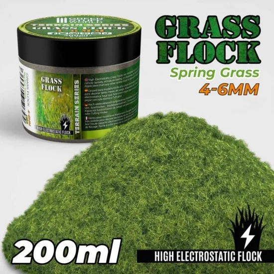 Green Stuff World 11157 Grass Flock - Spring Grass 4-6mm (200ml high electrostatic flock)