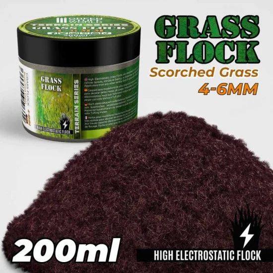 Green Stuff World 11160 Grass Flock - Scorched Brown 4-6mm (200ml high electrostatic flock)