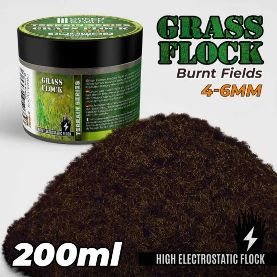 Green Stuff World 11162 Grass Flock - Burnt Fields 4-6mm (200ml high electrostatic flock)