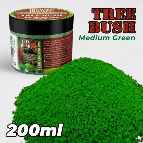 Green Stuff World 11184 Tree Bush Clump Foliage #Medium Green (200ml, Flake size 2-8 mm)