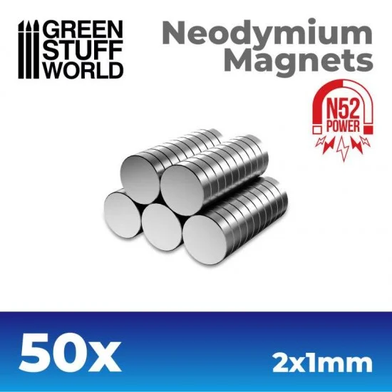 Green Stuff World 11520 50x Neodymium Magnet 2x1mm (N52) - Hobby Tools & Supplies