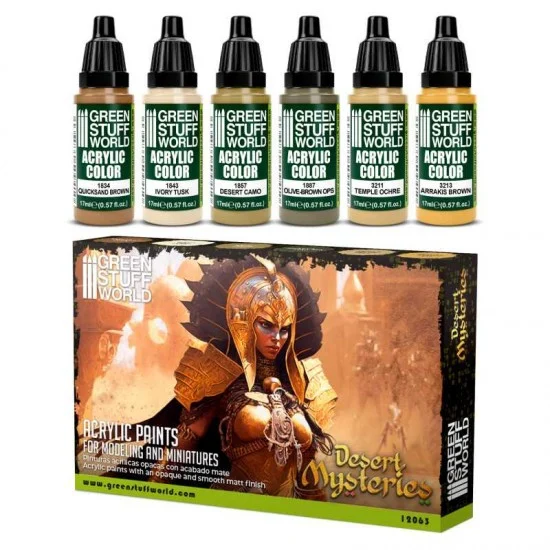 Green Stuff World 12063 Acrylic Paint Set - Desert Mysteries (6x 17ml, matt finish)