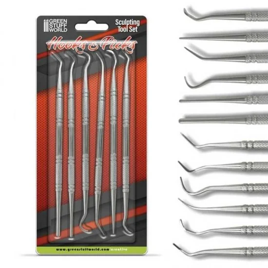 Green Stuff World 1250 Hook and Pick Tool Set (6pcs) - Hobby Tools & Supplies