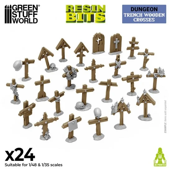 Green Stuff World 12722 1/48 - 1/35 Trench Wooden Crosses (24 gravestones)