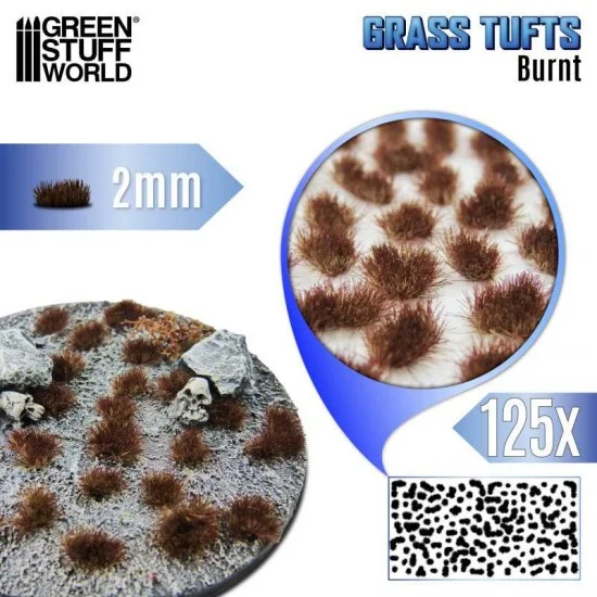 Green Stuff World 12952 Burnt Grass Tufts XXL (Fiber Size: 2mm high, 125pcs) - Scenics & Diorama