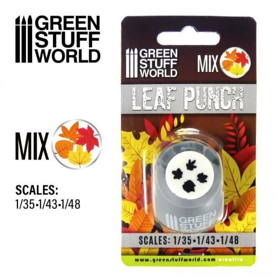 Green Stuff World 1300 Miniature Leaf Punch (grey) for 1/35 1/43 1/48 (54mm, 32mm, 28mm Scale) - Scenics & Diorama
