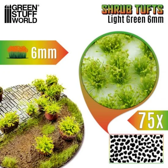 Green Stuff World 13008 Shrub Tufts - Self-adhesive Light Green Blossom (Fiber 6mm high, Plastic sheet 7x14cm)