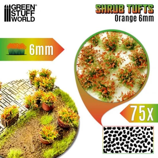 Green Stuff World 13013 Shrub Tufts - Self-adhesive Orange Blossom (Fiber 6mm high, Plastic sheet 7x14cm)