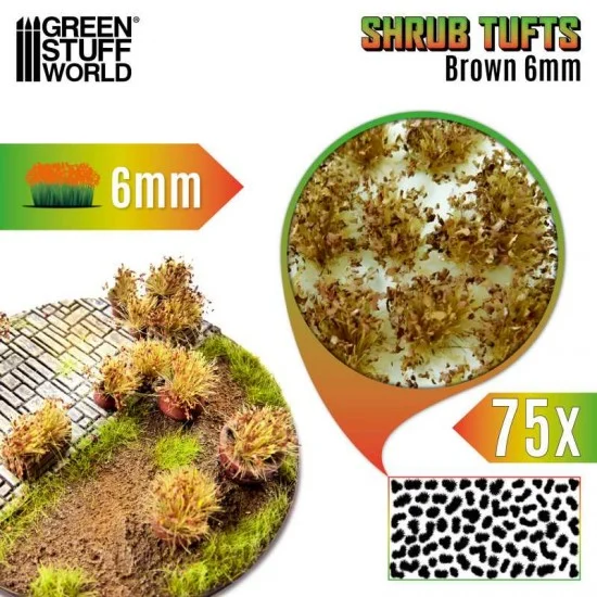 Green Stuff World 13014 Shrub Tufts - Self-adhesive Brown Blossom (Fiber 6mm high, Plastic sheet 7x14cm)