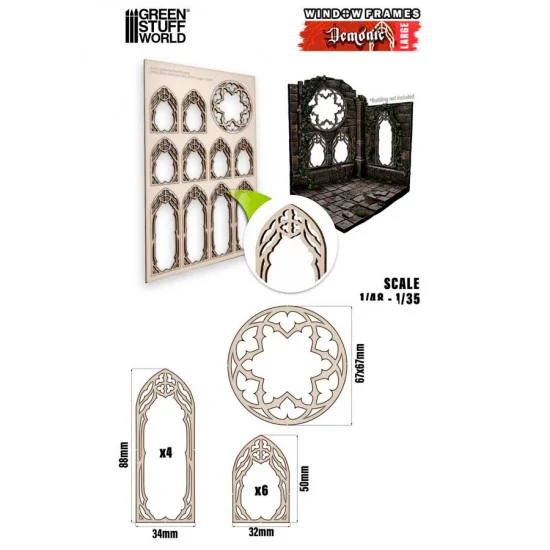 Green Stuff World 13259 1/48 -1/35 Large Demonic Miniature Window Frame (sheet size: 150x225 mm)