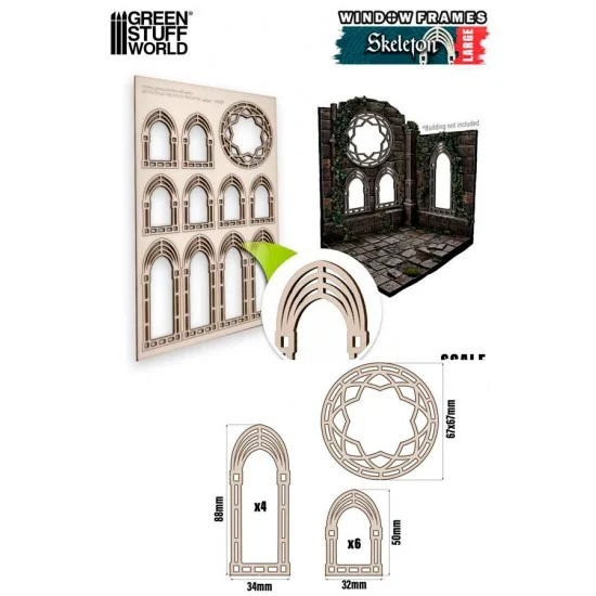 Green Stuff World 13260 1/48 -1/35 Large Skeleton Miniature Window Frame (sheet size: 150x225 mm)