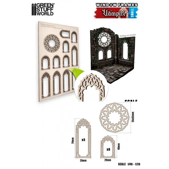 Green Stuff World 13261 1/48 -1/35 Small Vampire Miniature Window Frame (sheet size: 150x225 mm)
