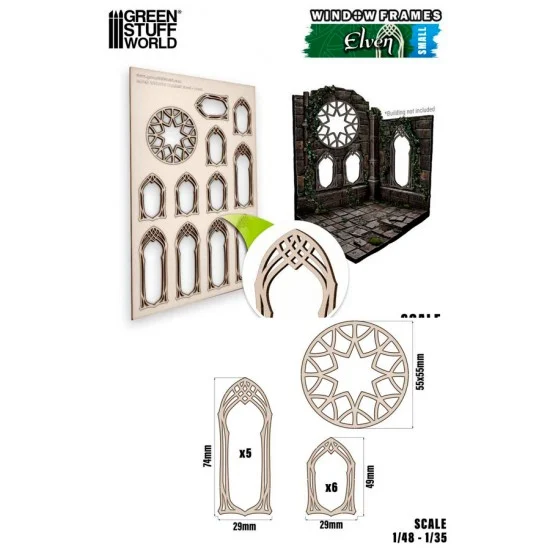 Green Stuff World 13262 1/48 -1/35 Small Elven Miniature Window Frame (sheet size: 150x225 mm)