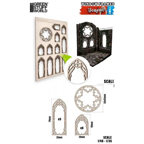 Green Stuff World 13264 1/48 -1/35 Small Demonic Miniature Window Frame (sheet size: 150x225 mm)