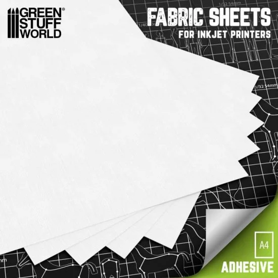 Green Stuff World 13390 Inkjet Cotton Adhesive Fabric Sheet #White (5pcs, each: 200x300mm) - Hobby Tools & Supplies