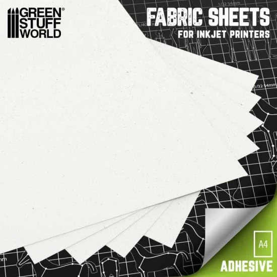 Green Stuff World 13392 Inkjet Canvas Adhesive Fabric Sheet #White (5pcs, each: 200x300mm) - Hobby Tools & Supplies