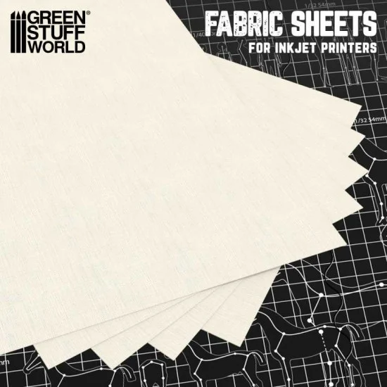 Green Stuff World 13393 Inkjet Canvas Fabric Sheet (without adhesive) #Beige (5pcs, each: 200x300mm) - Hobby Tools & Supplies