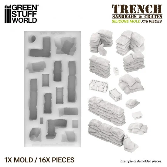 Green Stuff World 13405 Silicone Molds - 1/48 - 1/35 Sandbags (60mm x 120mm)