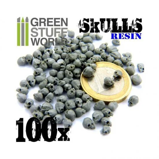 Green Stuff World 1343 1/52, 1/48, 1/35 Miniatures Resin Skulls (approx.100pcs) - Scenics & Diorama