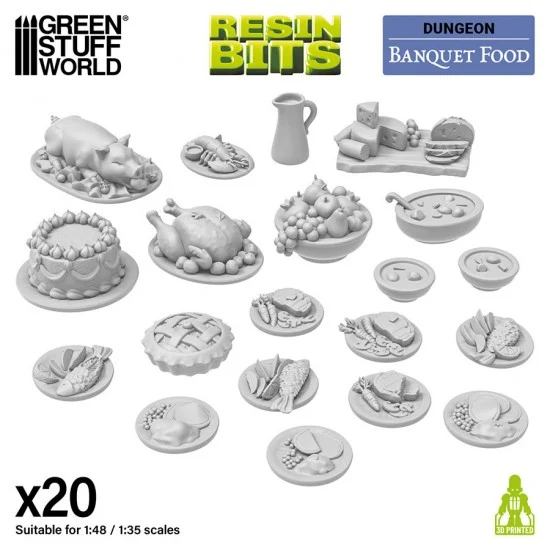 Green Stuff World 13597 1/48 - 1/35 Banquet Food (20pcs)