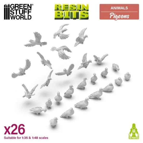 Green Stuff World 13642 1/48, 1/35 Animals - Pigeons (26pcs)
