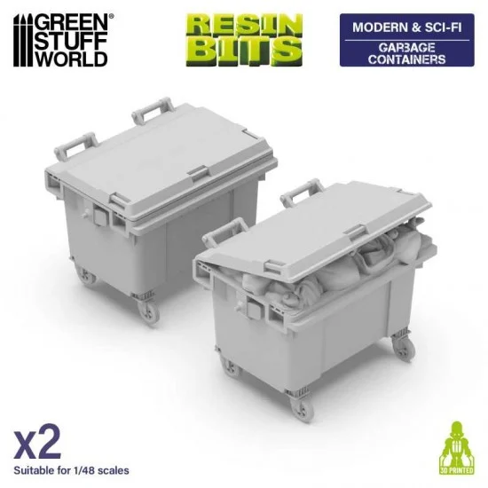 Green Stuff World 13646 1/48 Modern/Sci-fi - Garbage Container (2pcs)