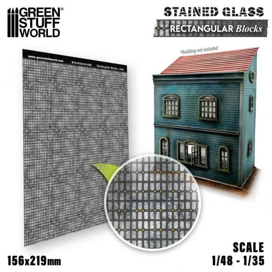 Green Stuff World 13692 1/48, 1/35 Rectangular Blocks Stained Glass (0.3mm thick, 156x219 mm) - Scenics & Diorama