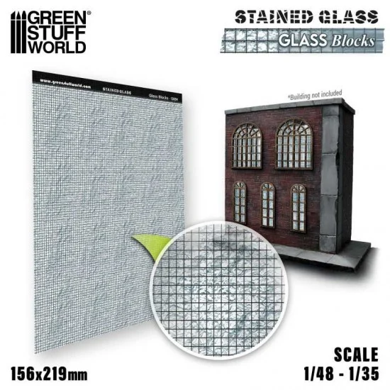Green Stuff World 13694 1/48, 1/35 Glass Blocks Stained Glass (0.3mm thick, 156x219 mm) - Scenics & Diorama