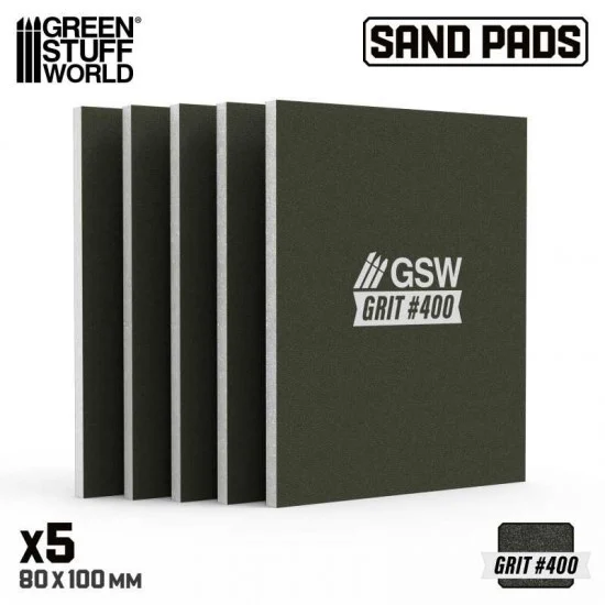 Green Stuff World 13741 Rigid Sanding Pads #480 grit (100x80mm, 5mm thick, 5pcs) - Hobby Tools & Supplies