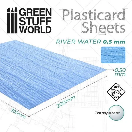 Green Stuff World 1393 Plasticard Sheet - River Water (dimension: 200x300mm, thickness: 0.5mm)