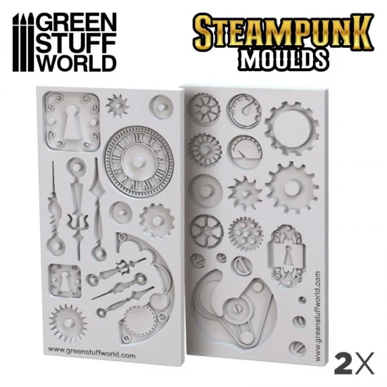 Green Stuff World 1419 Steampunk Texture Silicone Mould (x2, thickness pieces: 3mm) - Scenics & Diorama