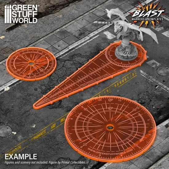 Green Stuff World 14372 Blast Markers and Templates (Fluor Orange) - Hobby Tools & Supplies