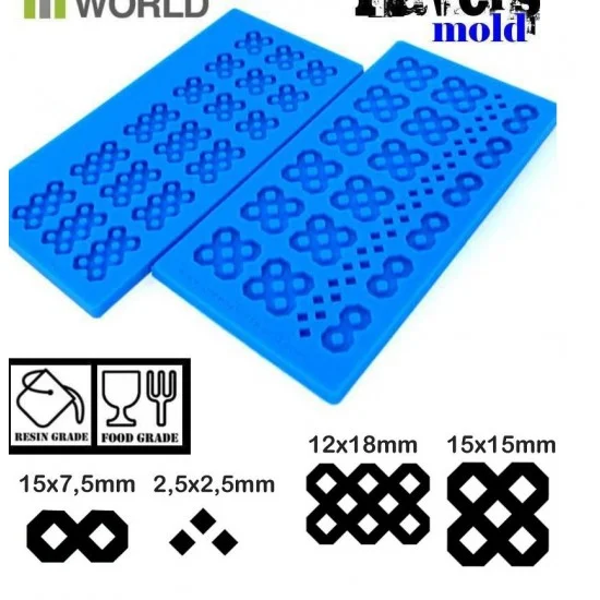 Green Stuff World 1509 Silicone Molds - Grass Paver (2 molds with 4 types, 1/35 1/32 1/48)